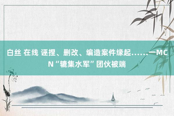 白丝 在线 诬捏、删改、编造案件缘起……一MCN“辘集水军”团伙被端