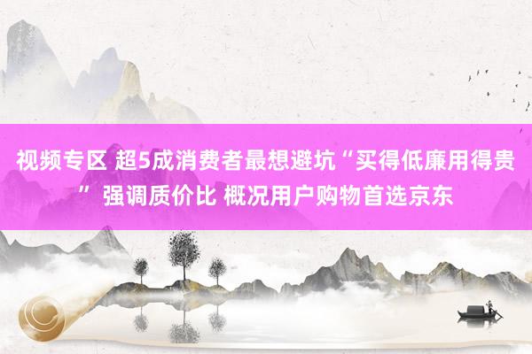 视频专区 超5成消费者最想避坑“买得低廉用得贵” 强调质价比 概况用户购物首选京东