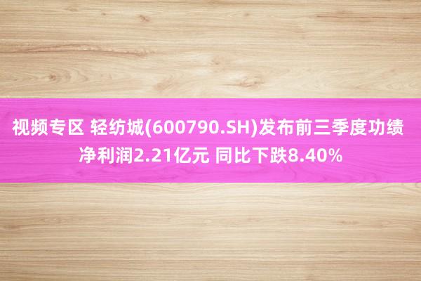 视频专区 轻纺城(600790.SH)发布前三季度功绩 净利润2.21亿元 同比下跌8.40%